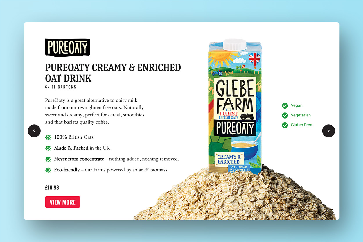 Glebe Farm Foods Website Featured Product Screenshot